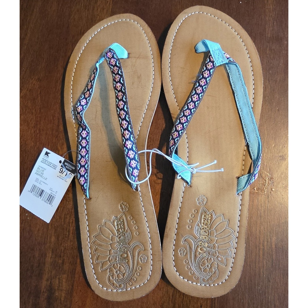 NWT Joe Boxer Women's Sandals Size 9/10 Blue Slip-On Slide Flat Thong Flip Flop